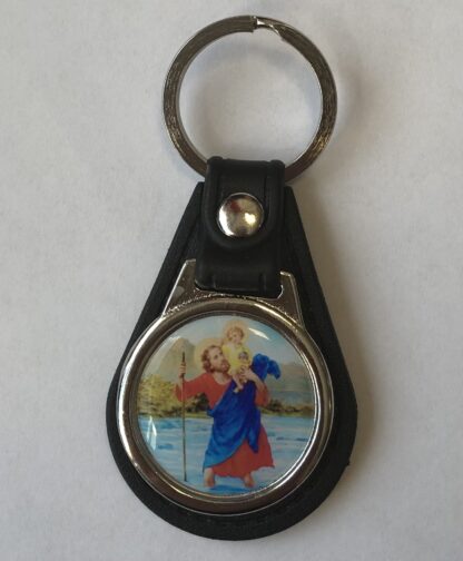 Breloki Św. Krzysztof – Metalowe Na "Skórze" – Okrągłe, Kolor – 200 Szt.