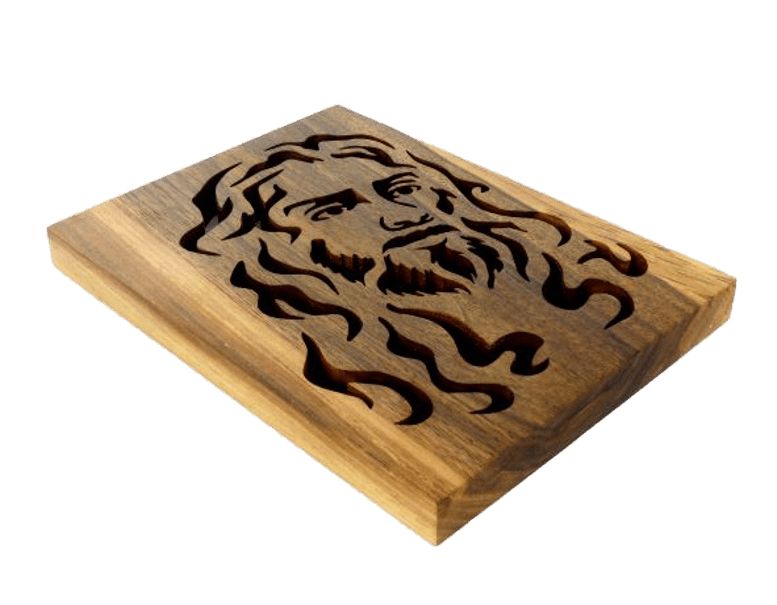 Obraz z naturalnego drewna – Portret Jezusa – rękodzieło