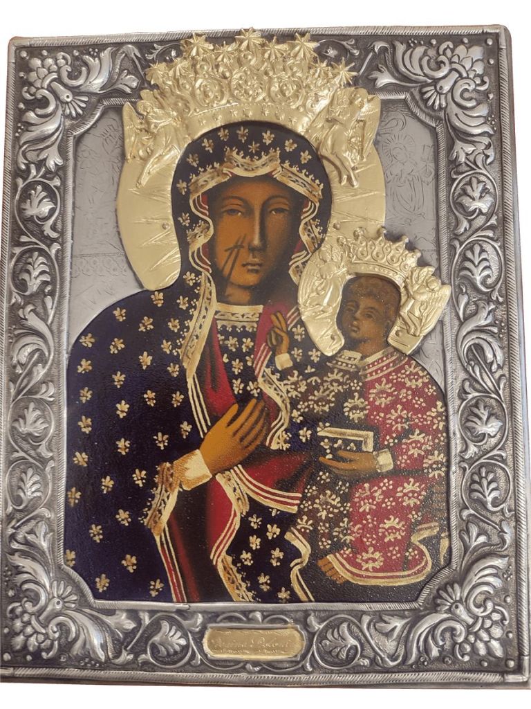 ikona Matki Boskiej Częstochowskiej, - metaloplastyka