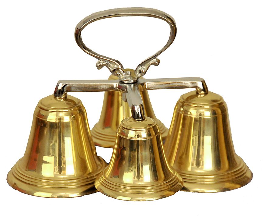 poczwórne dzwonki do kościoła na mszę, mosiężne