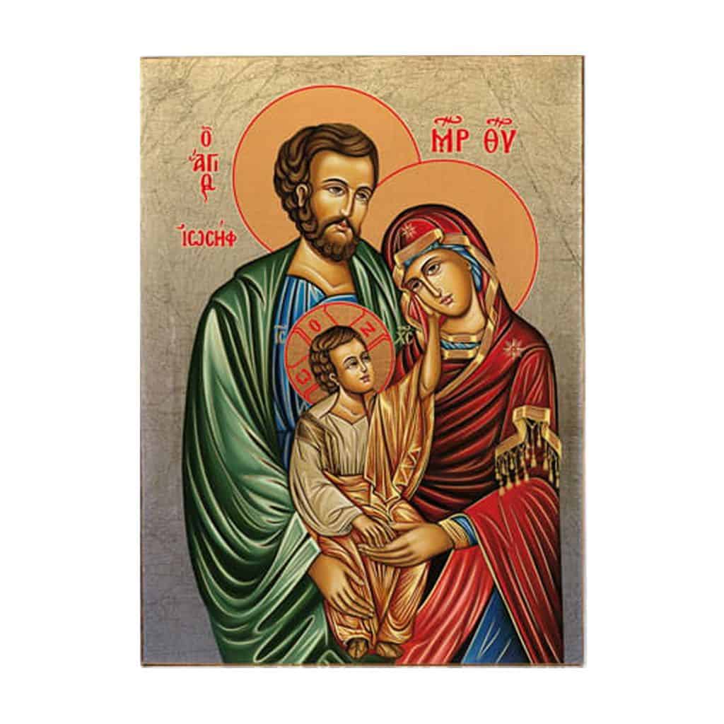ikona przedstawiająca świętą rodzinę - józefa, maryję i jezusa