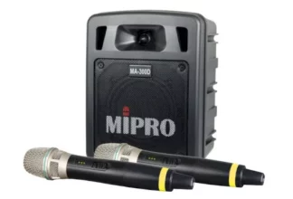 System przenośnego nagłośnienia z dwoma mikrofonami bezprzewodowymi MiPro MA 300D