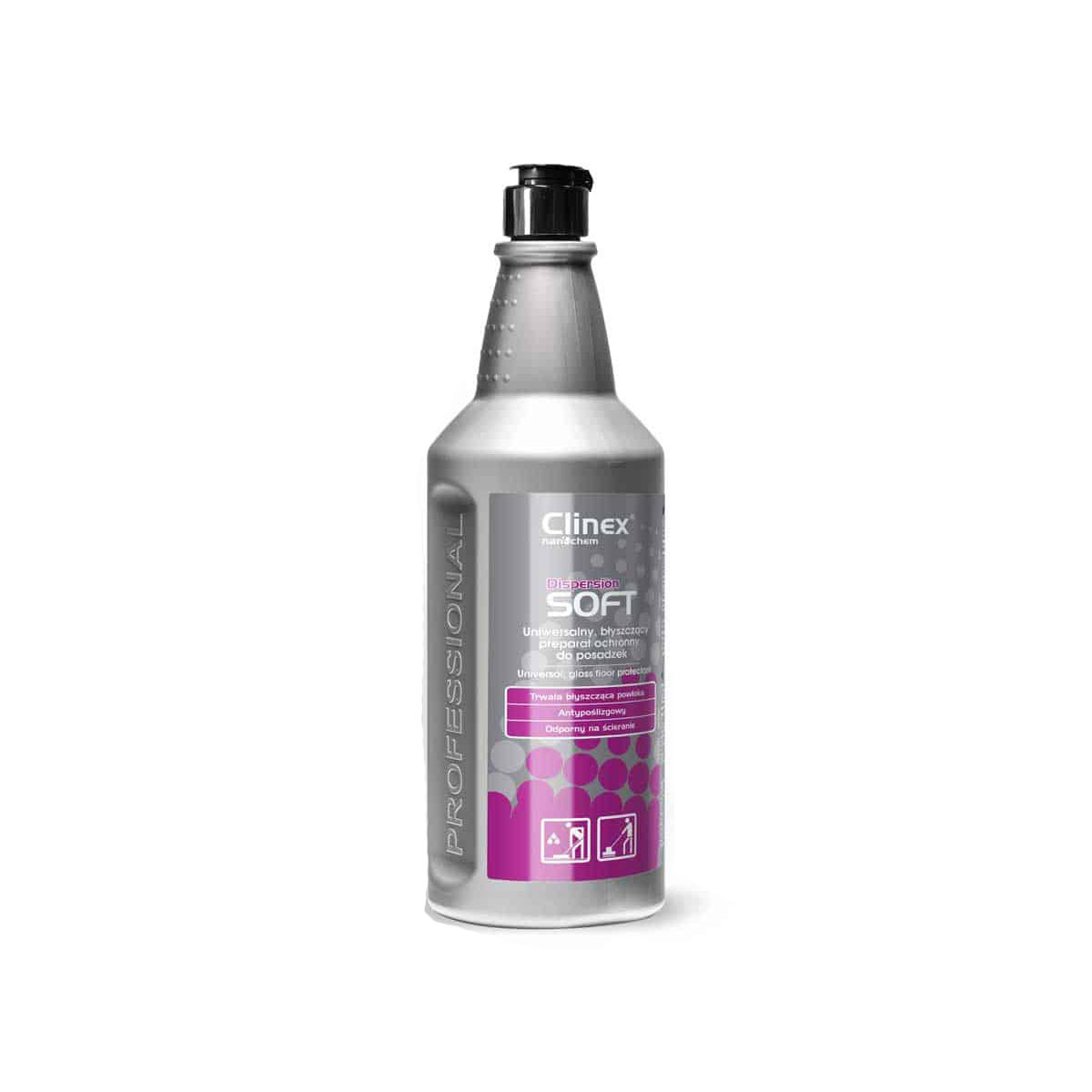 środek do ochrony posadzek - clinex - dispersion soft - w szarej butelce 1-litrowej