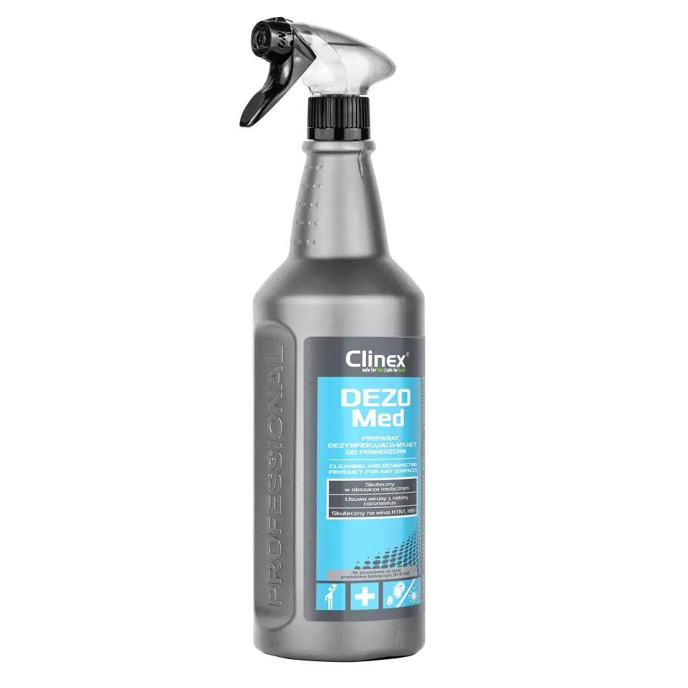 butelka środka do dezynfekcji powierzchni clinex dezomed - 1 litr; ze spryskiwaczem