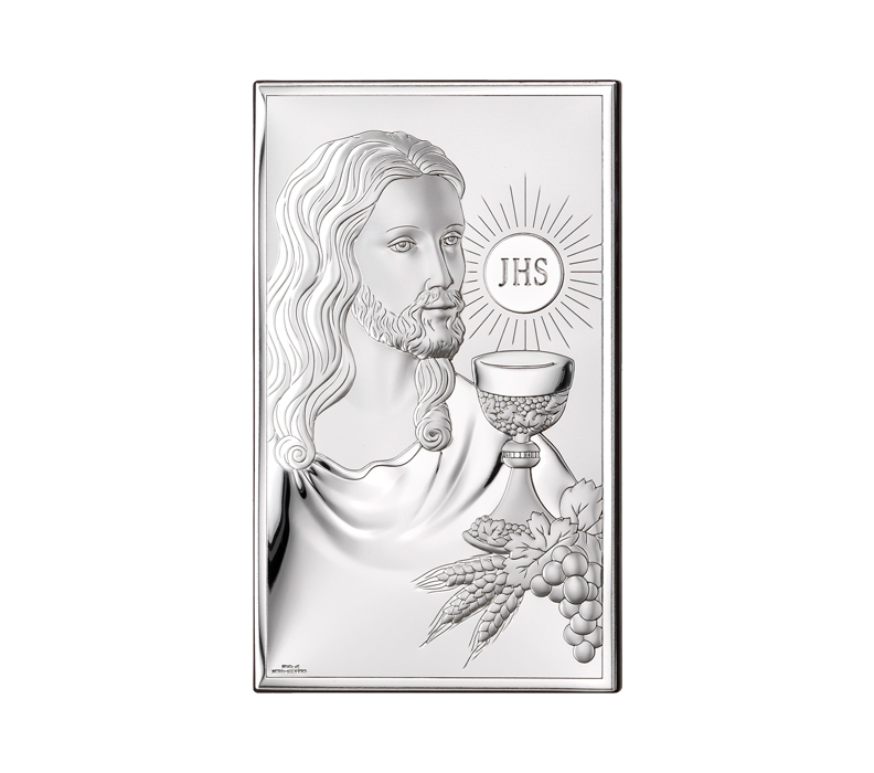 Obrazek srebrny Jezus Chrystus nad Hostią