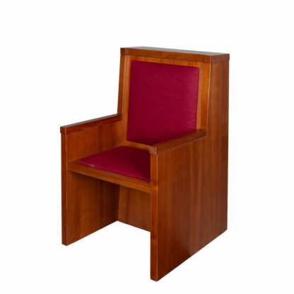 fotel boczny, ołtarzowy, kolor orzech, tapicerka w kolorze bordo