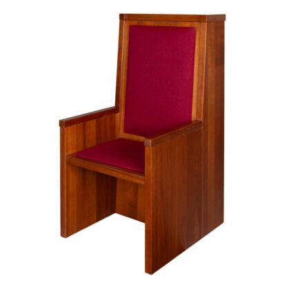 fotel boczny, ołtarzowy, kolor orzech, tapicerka w kolorze bordo