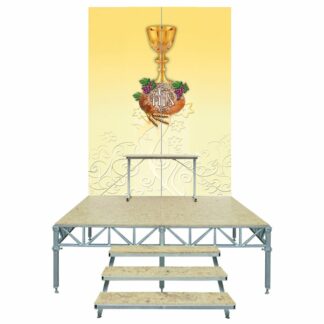 ołtarz na boże ciało, 2-modułowy, ze schodkami, podestem, stolikiem i żółtą grafiką