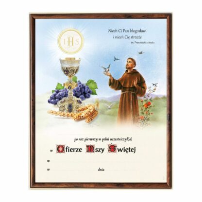 obrazek komunijna, pamiątka I komunii świętej, św. franciszek