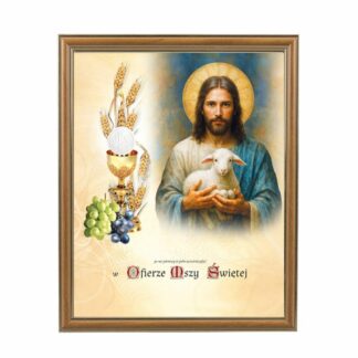 Obrazek Komunijny w Ramce – Jezus z Barankiem Bożym