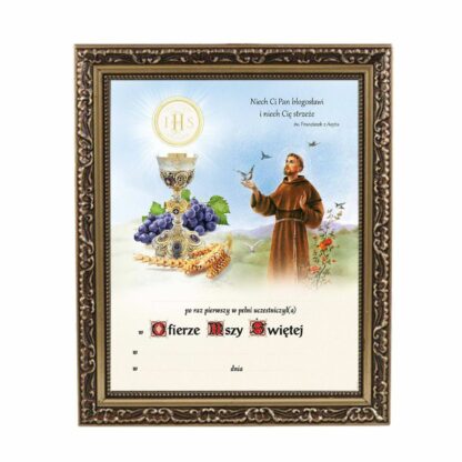 Obrazek Komunijny w Ramce - Św. Franciszek - obrazek 3