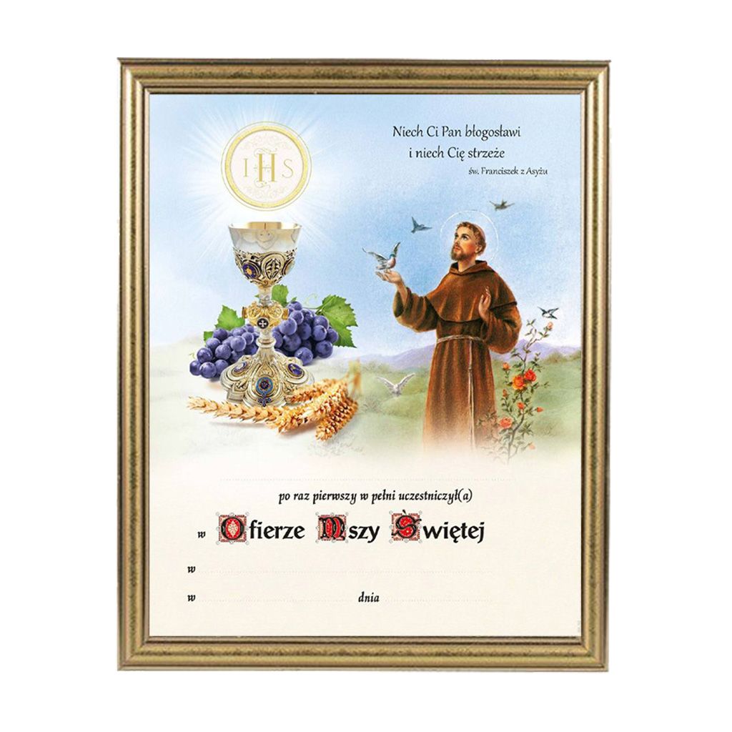 Obrazek Komunijny w Ramce – Św. Franciszek