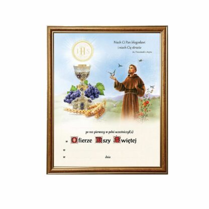 Obrazek Komunijny w Ramce - Św. Franciszek - obrazek 2
